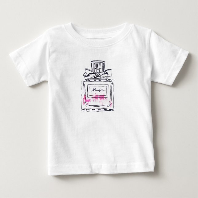 Camiseta De Bebé Ilustracion acuarela de moda de botella Perfume (Anverso)