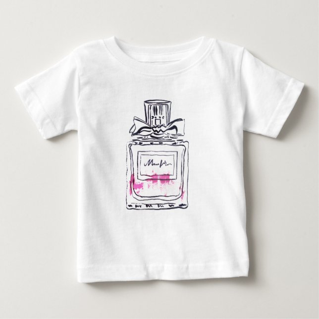 Camiseta De Bebé Ilustracion acuarela de moda de botella Perfume (Anverso)