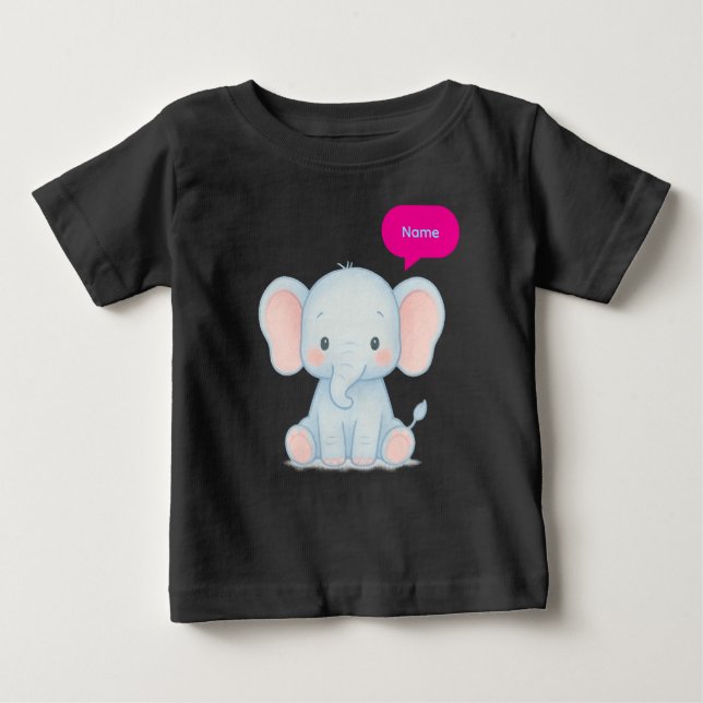 Camiseta De Bebé Ilustracion Adorable Pastel Baby Elephant (Anverso)