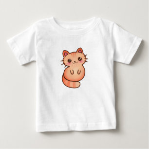Camiseta De Bebé Ilustracion anaranjado lindo del gato de Kawaii