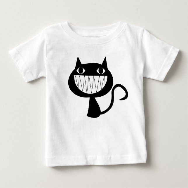 Camiseta De Bebé Ilustracion CAT EN BLANCO Y NEGRO (Anverso)