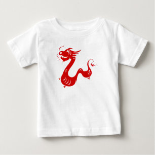 CAMISETA DE BEBÉ ILUSTRACION CHINO DEL DRAGÓN PAPERCUT DEL ZODIACO