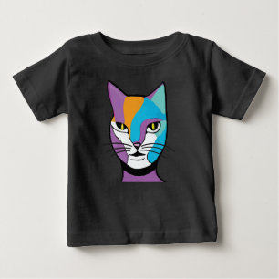 Camiseta De Bebé Ilustración Colorida de Mujer Gato
