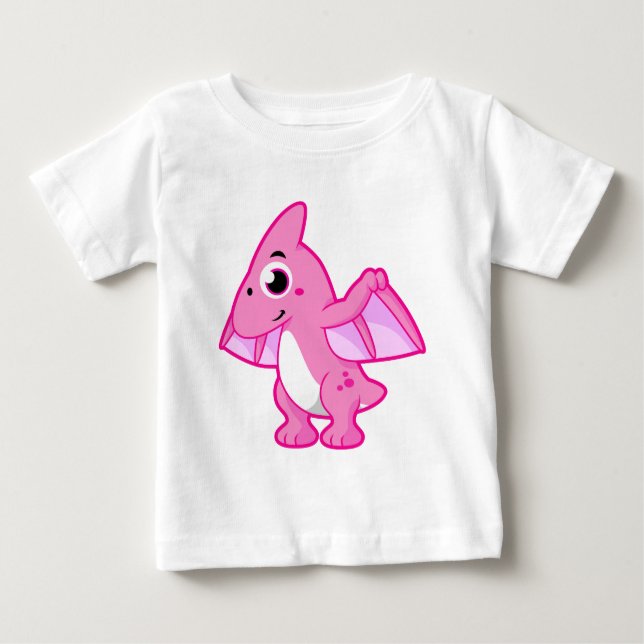Camiseta De Bebé Ilustracion Cuto De Un Pterodáctilo. (Anverso)