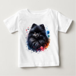 Camiseta De Bebé Ilustracion de acuarela de pomerania negra