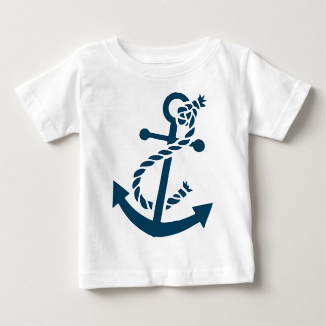 Camiseta De Bebé Ilustracion de anclaje Náutico Azul de la Marina C (Anverso)