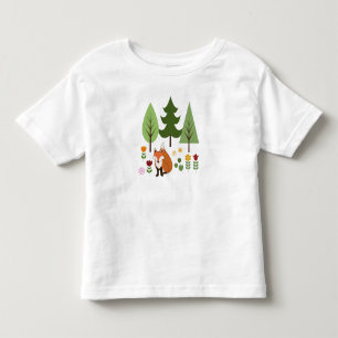 Camiseta De Bebé Ilustracion de árboles de flores Fox de estilo esc