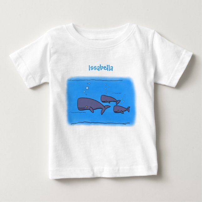 Camiseta De Bebé Ilustracion de ballenas personalizados migratorias (Anverso)