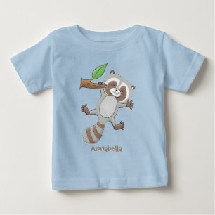 Camiseta De Bebé Ilustracion de bebé de raccoon feliz lindo
