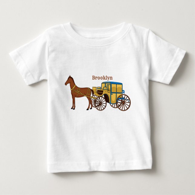 Camiseta De Bebé Ilustración de caballo lindo y carruaje real (Anverso)
