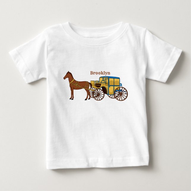 Camiseta De Bebé Ilustracion de caballos y carruajes reales (Anverso)