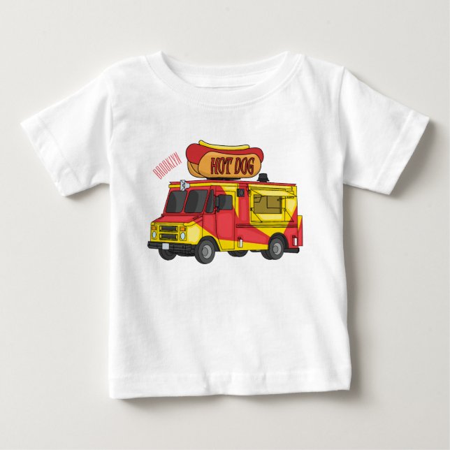 Camiseta De Bebé Ilustracion de camión de comida para perros calien (Anverso)