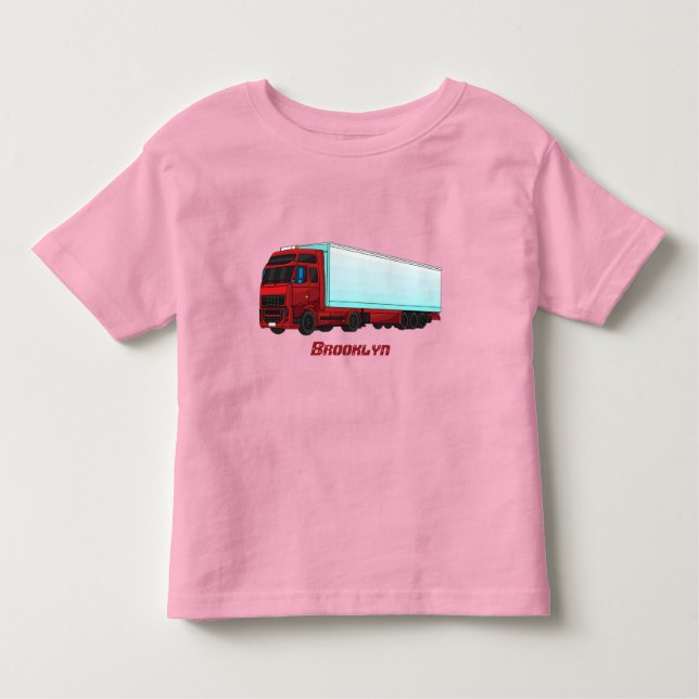 Camiseta De Bebé Ilustracion de camión de remolques rojos (Anverso)