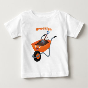 Camiseta De Bebé Ilustración de carretilla naranja feliz y linda en