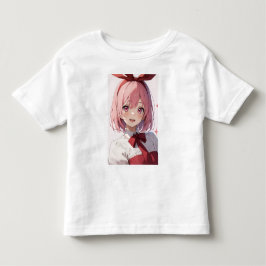 Camiseta De Bebé Ilustración de chica anime linda con cabello rosa