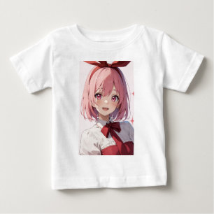 Camiseta De Bebé Ilustración de chica anime linda con cabello rosa