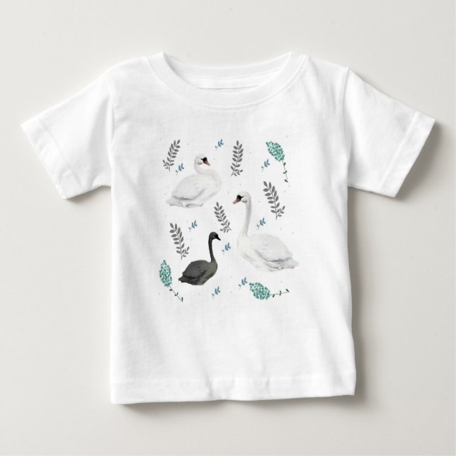 Camiseta De Bebé Ilustración de cisne de cuento de hadas botánico f (Anverso)