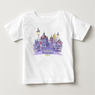 Camiseta De Bebé Ilustración de ciudad invernal acogedora con noche