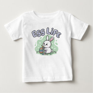 Camiseta De Bebé Ilustración de conejo de huevo lindo Kawaii Life