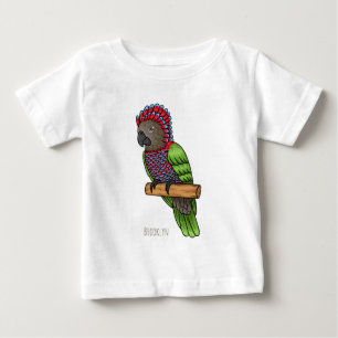 Camiseta De Bebé Ilustración de dibujos animados de loro de cabeza