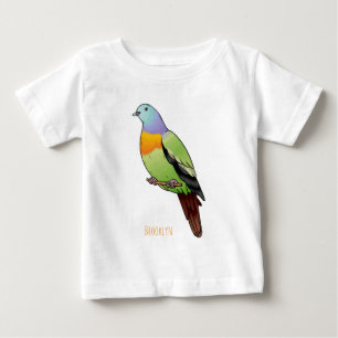 Camiseta De Bebé Ilustración de dibujos animados de paloma verde de