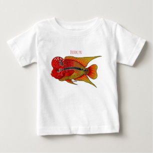 Camiseta De Bebé Ilustración de dibujos animados de pez cíclido Flo