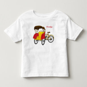 Camiseta De Bebé Ilustración de dibujos animados de rickshaw de ped