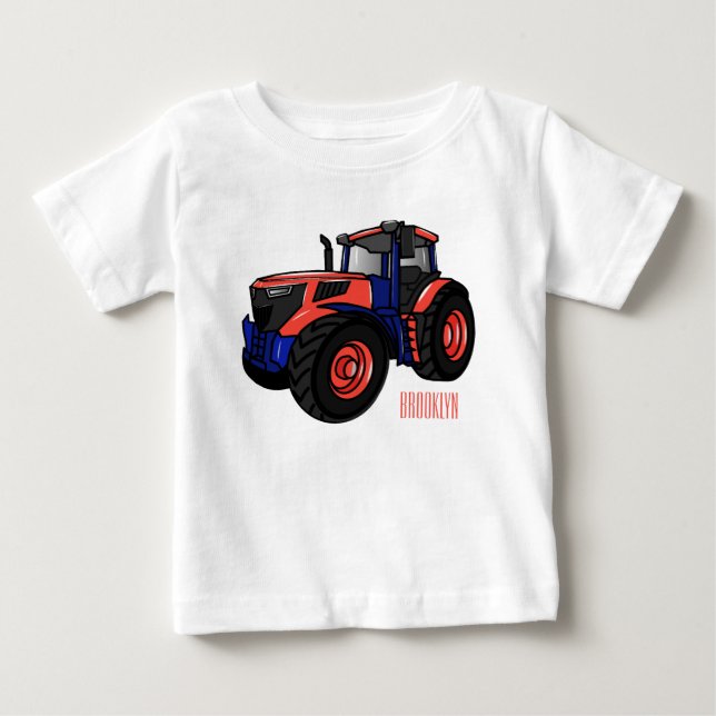 Camiseta De Bebé Ilustración de dibujos animados de tractor  (Anverso)