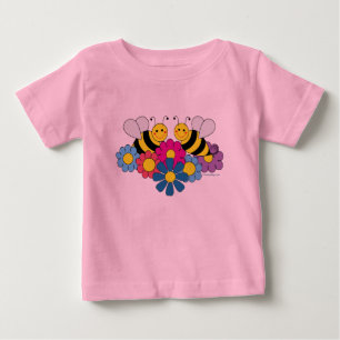 Camiseta De Bebé Ilustracion de diseño de abejas y flores