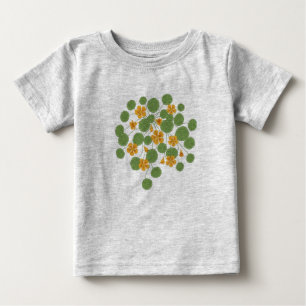 Camiseta De Bebé Ilustración de Flor de Nasturcia Vintage Naturalez