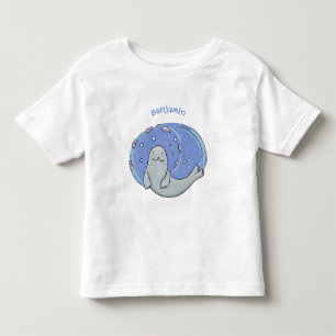 Camiseta De Bebé Ilustracion de foca feliz y personalizado azul de 