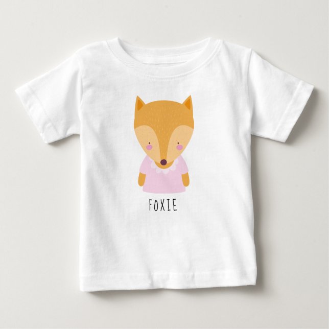 Camiseta De Bebé Ilustracion de Fox Cute - Personalizable (Anverso)
