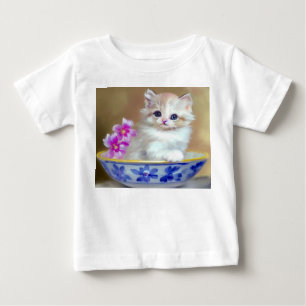 Camiseta De Bebé Ilustracion de gatito blanco vintage