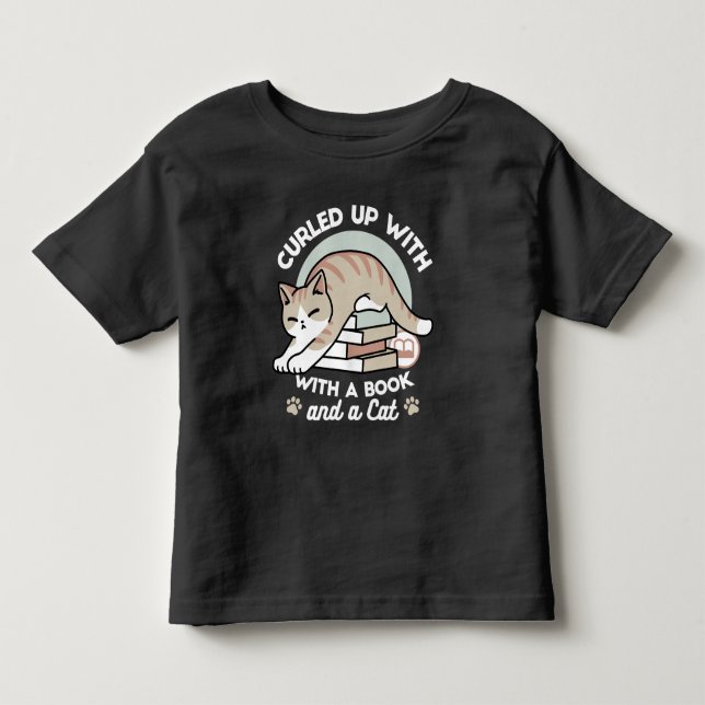 Camiseta De Bebé Ilustracion de Gato de Amante de Libros - Curva y  (Anverso)