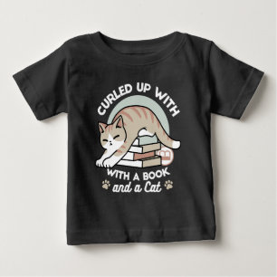 Camiseta De Bebé Ilustracion de Gato de Amante de Libros - Curva y 