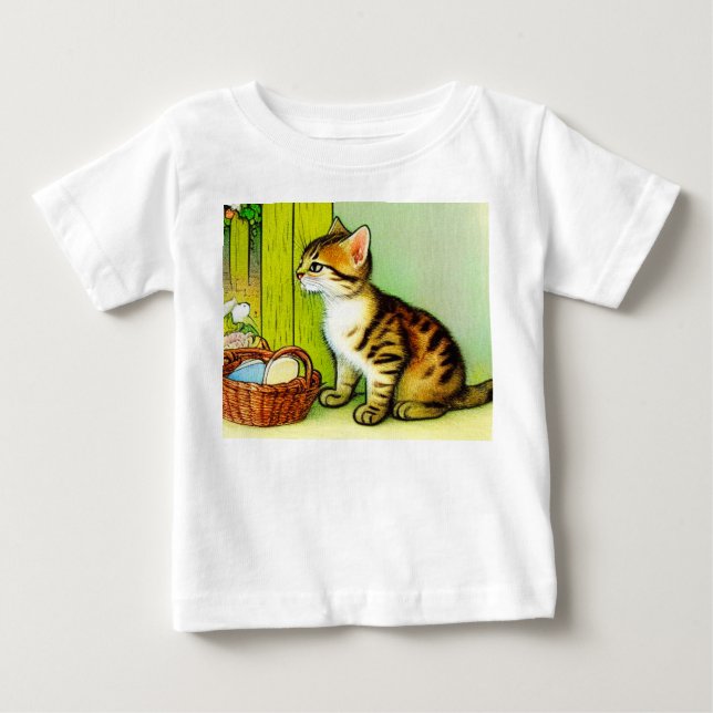 Camiseta De Bebé Ilustracion de gato de tabby de época (Anverso)