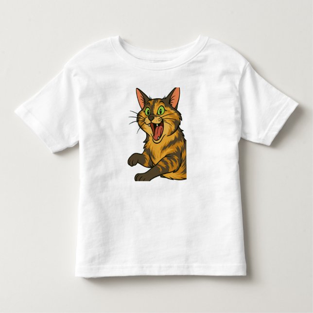 Camiseta De Bebé Ilustracion de gato enojado, Personalizado gracios (Anverso)