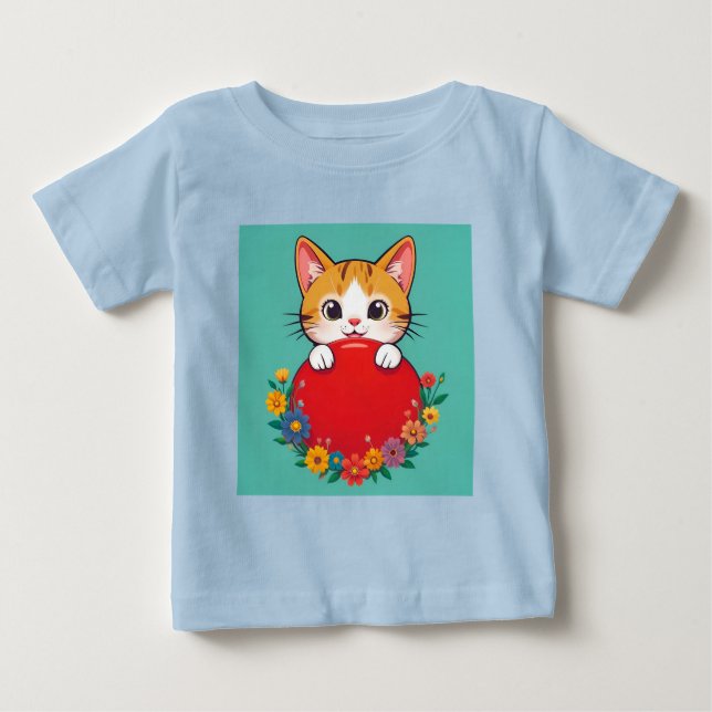 Camiseta De Bebé Ilustración de gato lindo (Anverso)