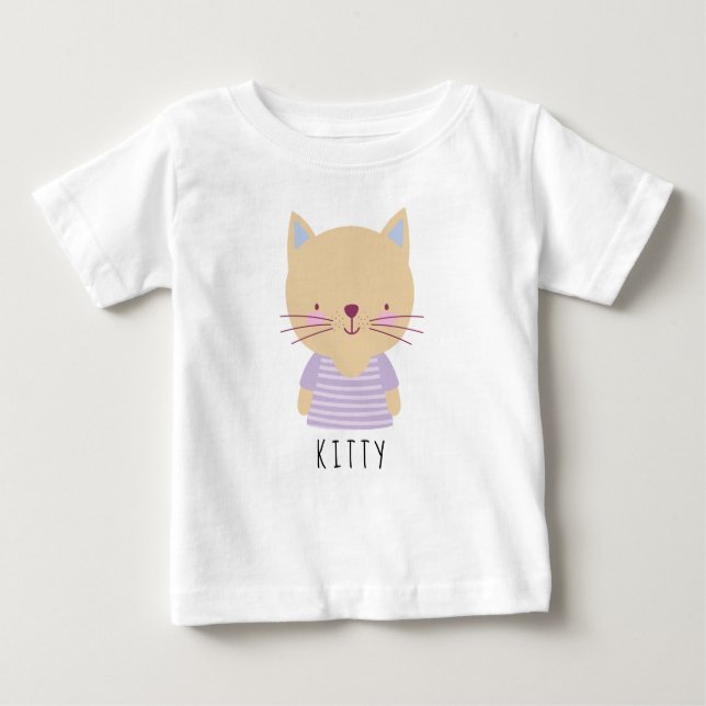 Camiseta De Bebé Ilustracion de gato lindo - Personalizable (Anverso)
