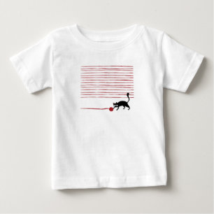 Camiseta De Bebé Ilustración de gato negro jugando con una bola de