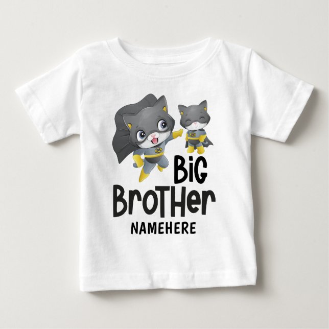 Camiseta De Bebé Ilustración de gato superhéroe Hermano Grande con  (Anverso)
