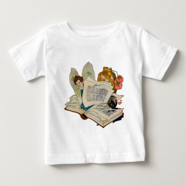 Camiseta De Bebé Ilustración de hada devoradora de libros antiguos (Anverso)