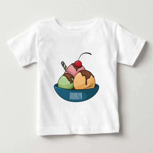 Camiseta De Bebé Ilustracion de helado personalizado (Anverso)