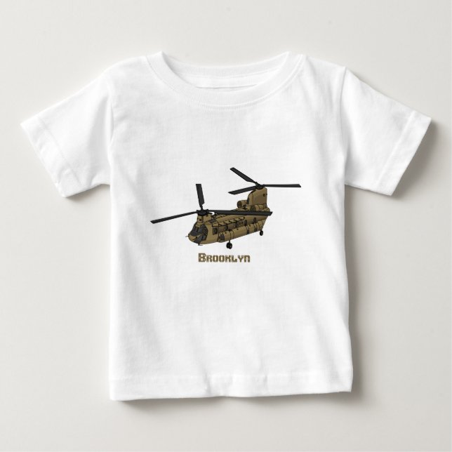 Camiseta De Bebé Ilustracion de helicópteros militares de Chinook (Anverso)