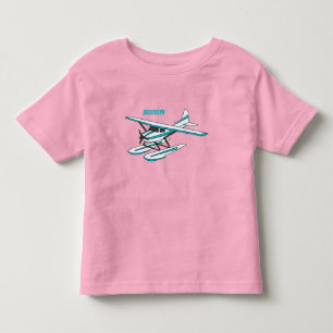 Camiseta De Bebé Ilustracion de hidroavión azul blanco