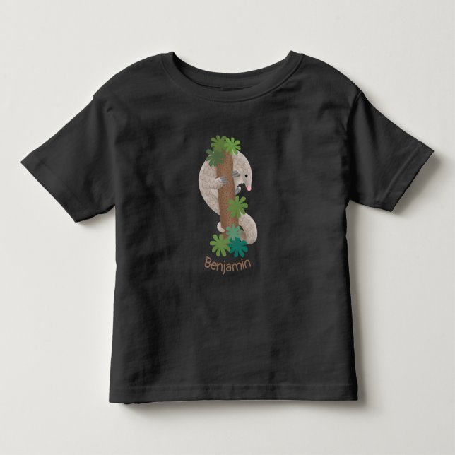 Camiseta De Bebé Ilustracion de hormigón de pangolin feliz (Anverso)