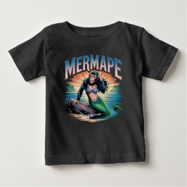 Camiseta De Bebé Ilustración de Mermape - Simio Sirena Animal Diver