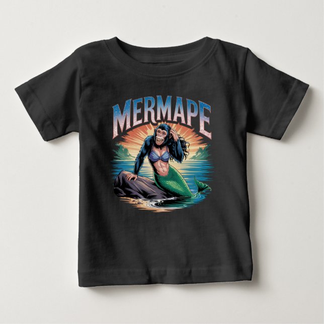 Camiseta De Bebé Ilustración de Mermape - Simio Sirena Animal Diver (Anverso)
