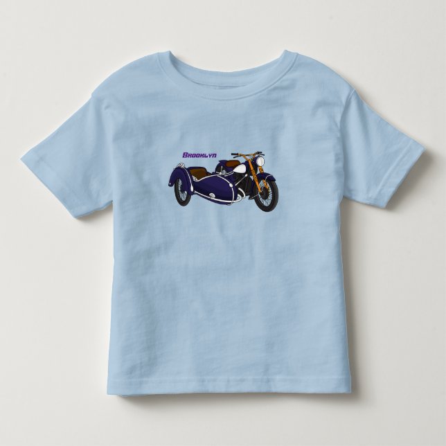 Camiseta De Bebé Ilustracion de motocicleta púrpura de Sidecar (Anverso)