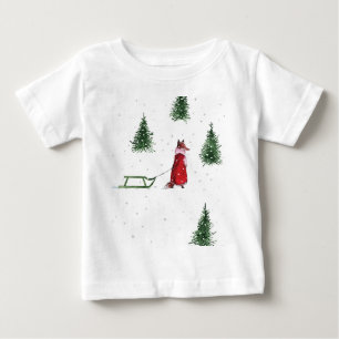 Camiseta De Bebé Ilustracion de Navidades de invierno de la nieve F